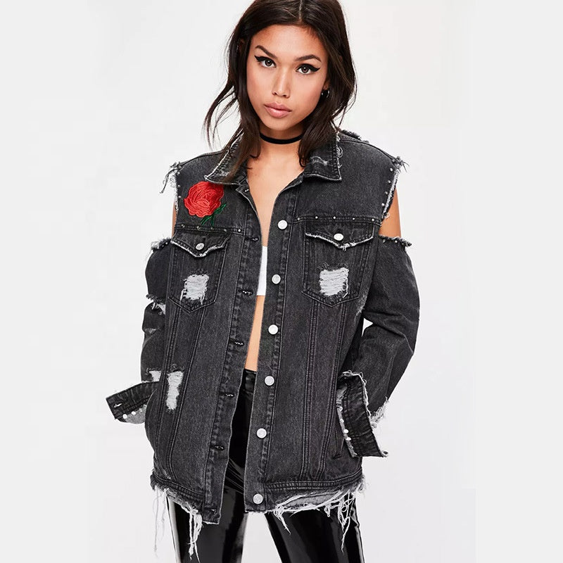 Ladies Jean Jacket Girls, cut at back and sleeve , Embroidered Jacket For Women Collection