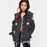 Ladies Jean Jacket Girls, cut at back and sleeve , Embroidered Jacket For Women Collection