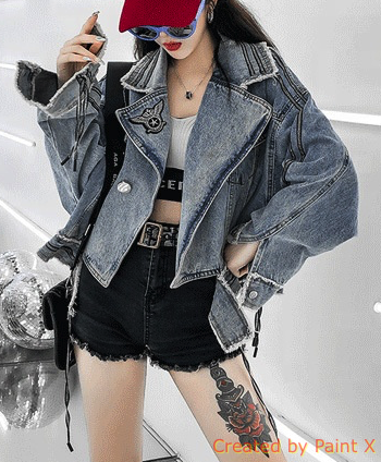 1300 Spring And Summer  Street Fashion Women Loose Light Blue Denim Jacket Ladies Jean Jacket