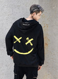 hip hop street custom smile print color stitching hoodie men's autumn clothes sports hoodie