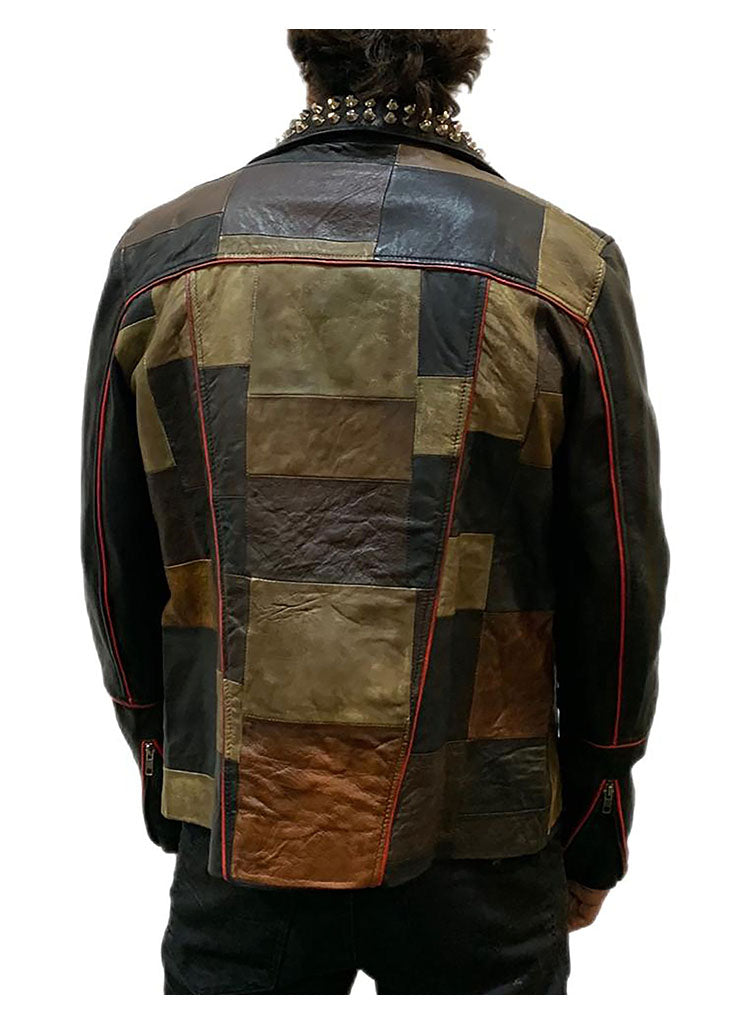 Multi Color  Mens Patch Biker Glass Revits at lapel & Collar
