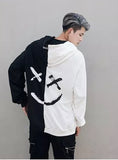 hip hop street custom smile print color stitching hoodie men's autumn clothes sports hoodie