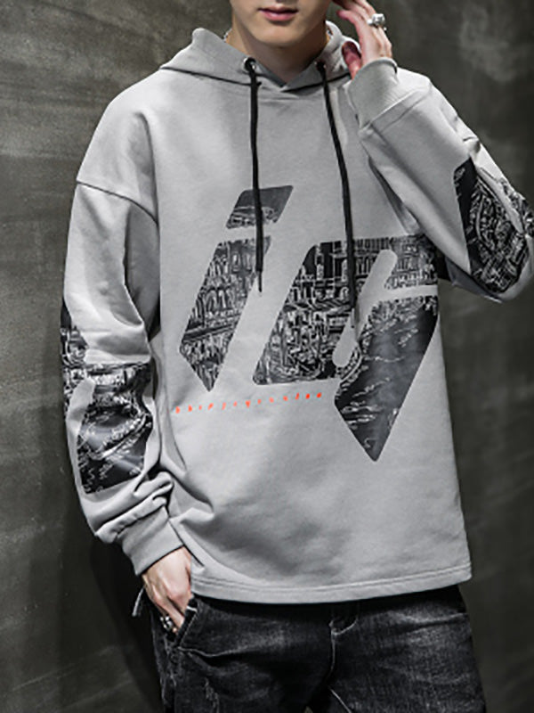 Sweater  Eco men's hooded fake two section head loose letter printing brand  autumn clothes