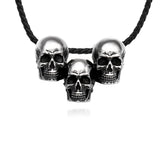 Stainless Steel Fashion Three Skull Head Punk Pendant Necklace Wholesale Price Jewelry For Man Chain Gift