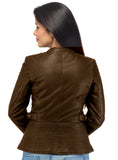 Hand Crafted Leather Multi Quilted Bottom Women Soft Lamb Jacket , Women Jacket - CrabRocks, LeatherfashionOnline
 - 6