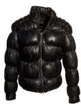 Designer Women Leather Puffer Down Jacket