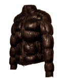 Designer Women Leather Puffer Down Jacket