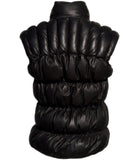 Designer Women Leather Puffer Down Jacket without Sleeve