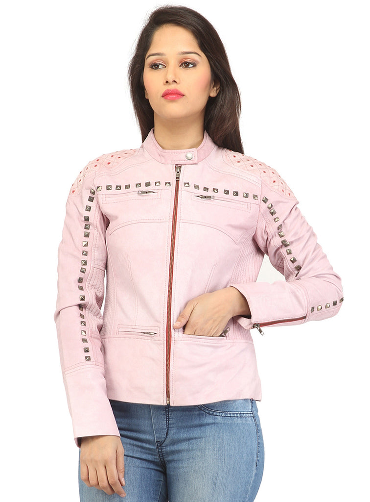 Women Casual distress Look Rivet Jacket , Women Jacket - CrabRocks, LeatherfashionOnline
 - 1