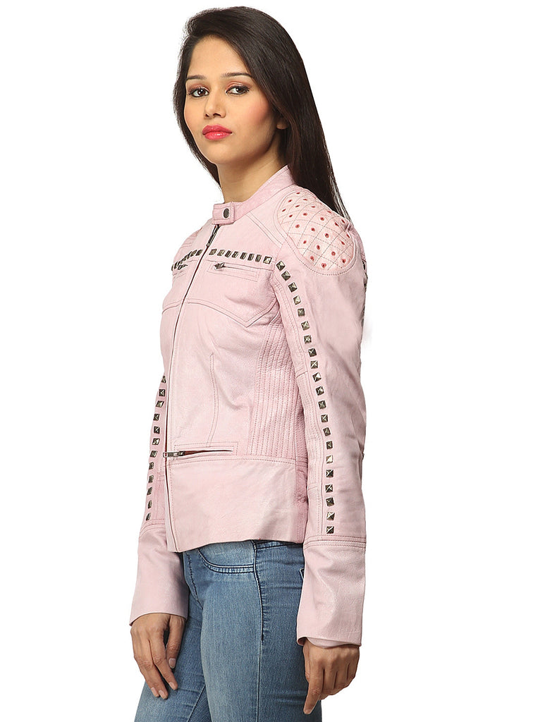 Women Casual distress Look Rivet Jacket , Women Jacket - CrabRocks, LeatherfashionOnline
 - 2