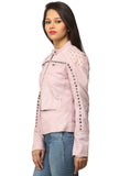 Women Casual distress Look Rivet Jacket , Women Jacket - CrabRocks, LeatherfashionOnline
 - 2