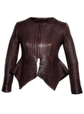 Women Multi Stitch Leather Frock Jacket , Women Jacket - CrabRocks, LeatherfashionOnline
 - 1