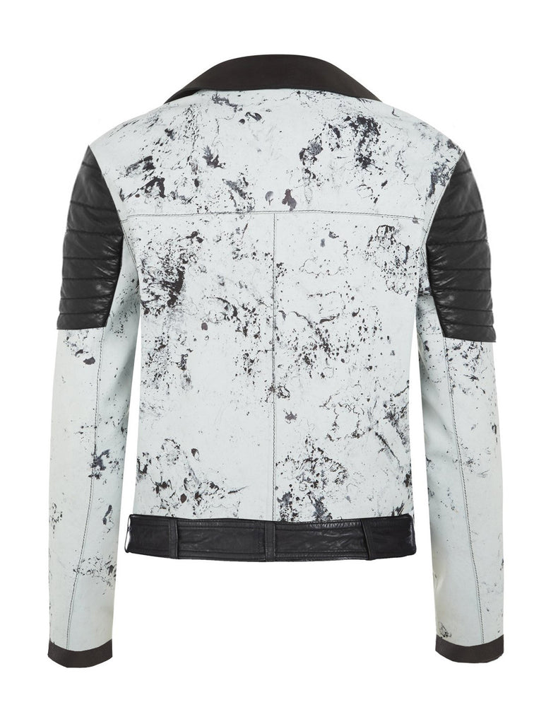 Women Marbled Leather MotorCycle Biker Jacket , Women Jacket - CrabRocks, LeatherfashionOnline
 - 2