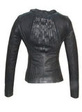Women Designer Slashed Front Leather Women Jacket