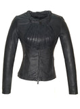 Women Designer Slashed Front Leather Women Jacket