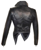 Designer Hand Made Women Leather Asymmetrical Soft Leather Jacket with High Neck Collars , Women Jacket - CrabRocks, LeatherfashionOnline
 - 3
