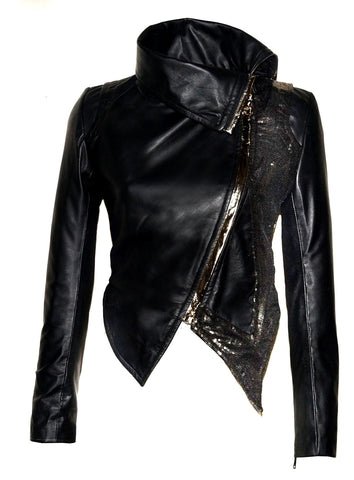 Leather Multi Studded Woman Jacket
