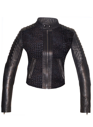 Leather Multi Studded Woman Jacket