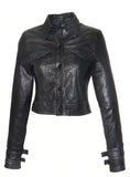 Vannamoda Crop Leather Washed Jacket