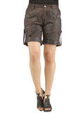 Ladies leather Sporty Cargo Shorts S / Leather / Brown, Ladies Leather Shorts - CrabRocks, LeatherfashionOnline
 - 4