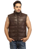 Men's Leather Puffer Vest Jacket Hot Seller Brown / S / Leather, Men Jacket - CrabRocks, LeatherfashionOnline
 - 1