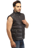 Men's Leather Puffer Vest Jacket Hot Seller Black / XXL / Leather, Men Jacket - CrabRocks, LeatherfashionOnline
 - 4