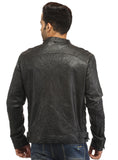 Men Vintage Crinkled Leather Biker Jacket with Dori Weave , Men Jacket - CrabRocks, LeatherfashionOnline
 - 5