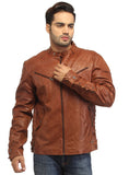 Men Vintage Crinkled Leather Biker Jacket with Dori Weave , Men Jacket - CrabRocks, LeatherfashionOnline
 - 2