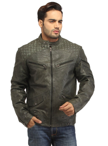Leather Multi Studded Woman Jacket