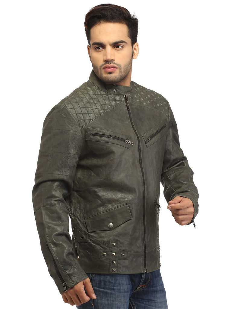 Men's Leather Washed Vintage Studded Rugged Jacket , Men Jacket - CrabRocks, LeatherfashionOnline
- 2