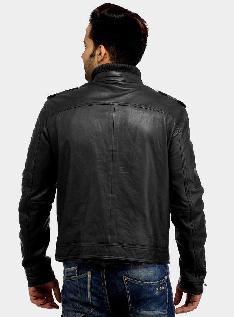 Men's Best Seller Short Leather Motorcycle Biker Jacket , Men Jacket - CrabRocks, LeatherfashionOnline
 - 5