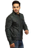 Men's Best Seller Short Leather Motorcycle Biker Jacket S / Leather / Ocean Grey, Men Jacket - CrabRocks, LeatherfashionOnline
 - 4