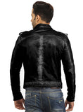 Men's Casual Abstract Batik Wash Short Leather Jacket , Men Jacket - CrabRocks, LeatherfashionOnline
 - 7