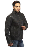 Sporty Boxy Quilted Casual  Men Leather Jacket , Men Jacket - CrabRocks, LeatherfashionOnline
 - 4