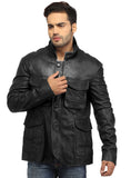 Mens Casual Patch Pockets Parker Leather Jacket S / Leather / Black, Men Jacket - CrabRocks, LeatherfashionOnline
 - 1