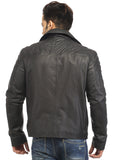 Men Leather Asymmetrical Quilted Biker Jacket , Men Jacket - CrabRocks, LeatherfashionOnline
 - 3