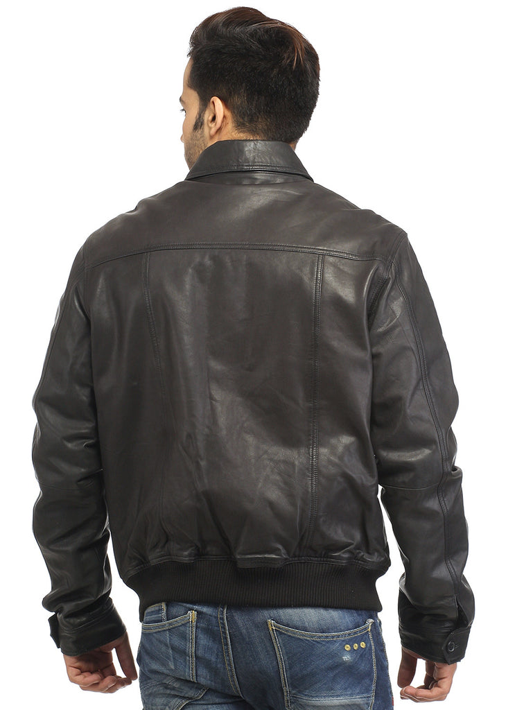 Men Real Leather Ribbed  Biker Look Bomber Jacket , Men Jacket - CrabRocks, LeatherfashionOnline
 - 6