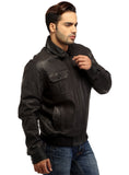 Men Real Leather Ribbed  Biker Look Bomber Jacket , Men Jacket - CrabRocks, LeatherfashionOnline
 - 5