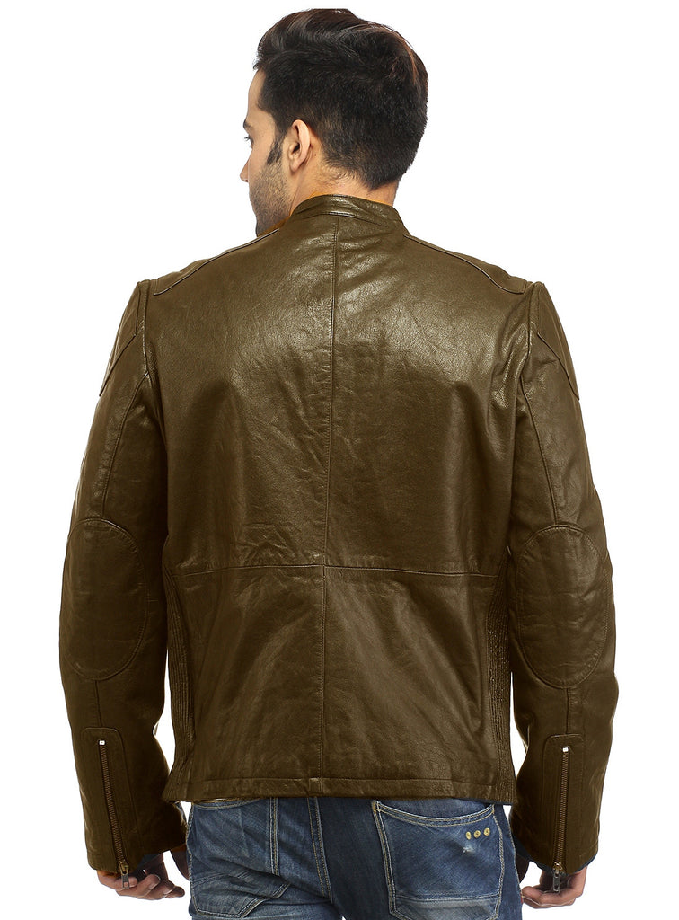 Men Straight Fitted Leather Biker Casual Jacket , Men Jacket - CrabRocks, LeatherfashionOnline
 - 6