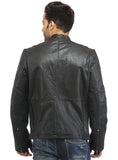 Men Straight Fitted Leather Biker Casual Jacket , Men Jacket - CrabRocks, LeatherfashionOnline
 - 5