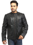 Men Straight Fitted Leather Biker Casual Jacket S / Leather / Black, Men Jacket - CrabRocks, LeatherfashionOnline
 - 1