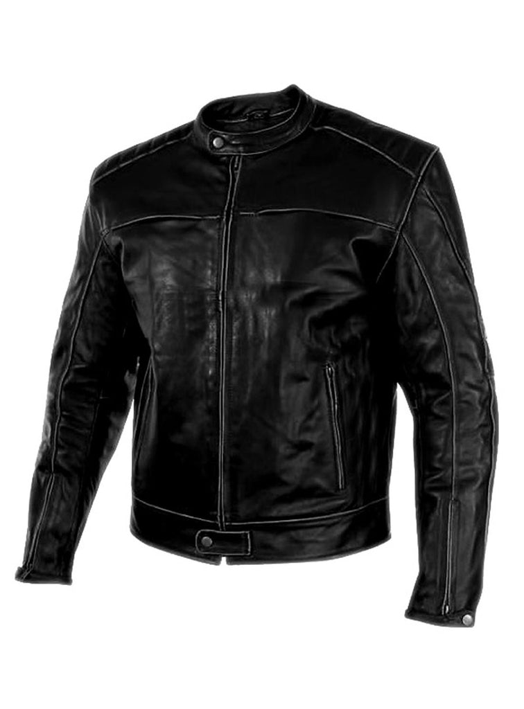 Men's Washed Basic Leather Biker Jacket washed effect , Men Jacket - CrabRocks, LeatherfashionOnline
 - 2