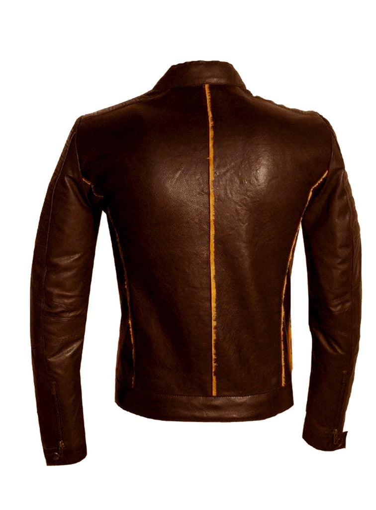 Men's Real Leather Bonded with Faux Mink Motorcycle Jacket -Hot seller , Men Jacket - CrabRocks, LeatherfashionOnline
 - 5