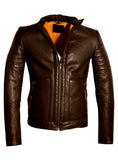 Men's Real Leather Bonded with Faux Mink Motorcycle Jacket -Hot seller Brown / M / Leather, Men Jacket - CrabRocks, LeatherfashionOnline
 - 3