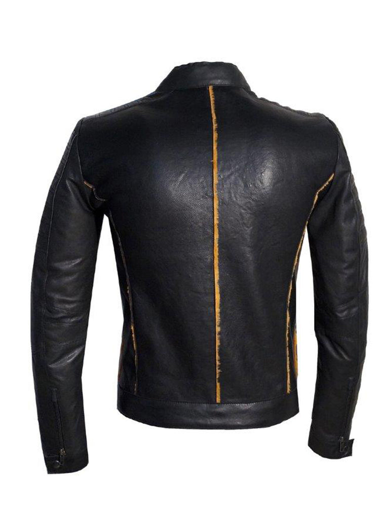 Men's Real Leather Bonded with Faux Mink Motorcycle Jacket -Hot seller , Men Jacket - CrabRocks, LeatherfashionOnline
 - 4