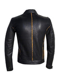 Men's Real Leather Bonded with Faux Mink Motorcycle Jacket -Hot seller , Men Jacket - CrabRocks, LeatherfashionOnline
 - 4