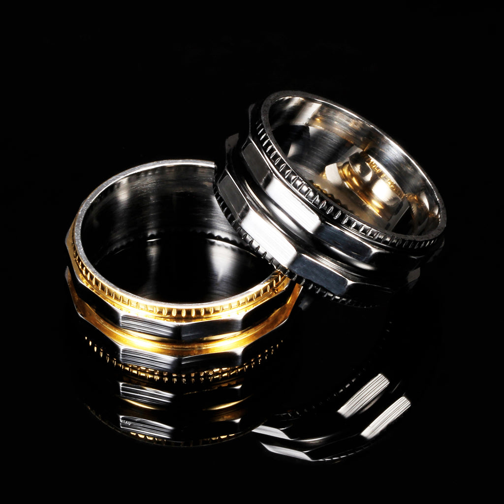 Titanium Steel Men Ring Gear Rings for Men Black Gold Color Male Ring Punk Style Party Jewelry