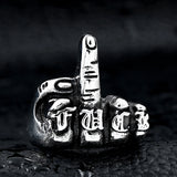 BIG SIZE PUNK MIDDLE FINGER POINTED STAINLESS STEEL RINGS FOR MENS