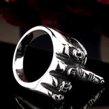 BIG SIZE PUNK MIDDLE FINGER POINTED STAINLESS STEEL RINGS FOR MENS