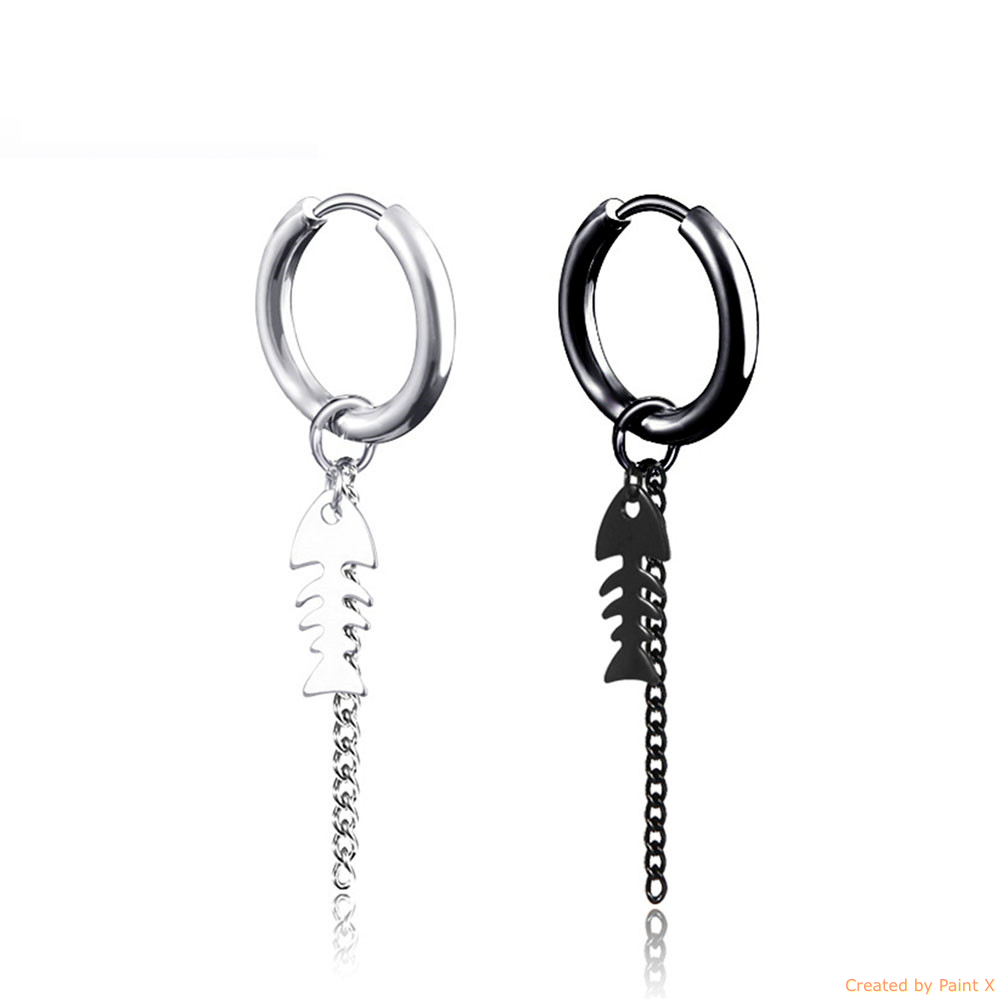 Cool Vintage Punk / Gothic/ Rock  Stainless Steel Ear Ring Heart Shape with chain